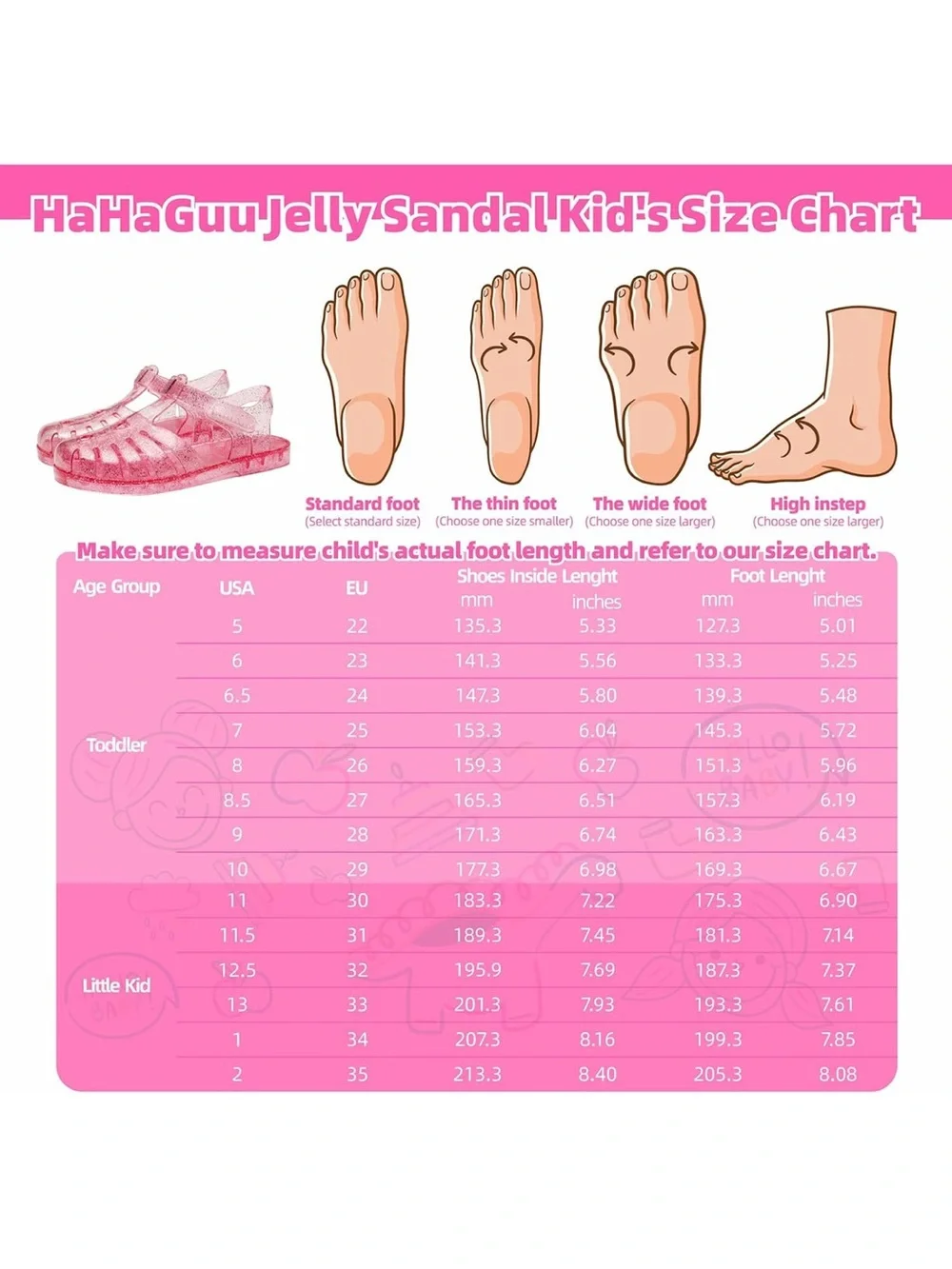 HaHaGuu toddler girls pink heart jelly sandals size 6.5  NWT